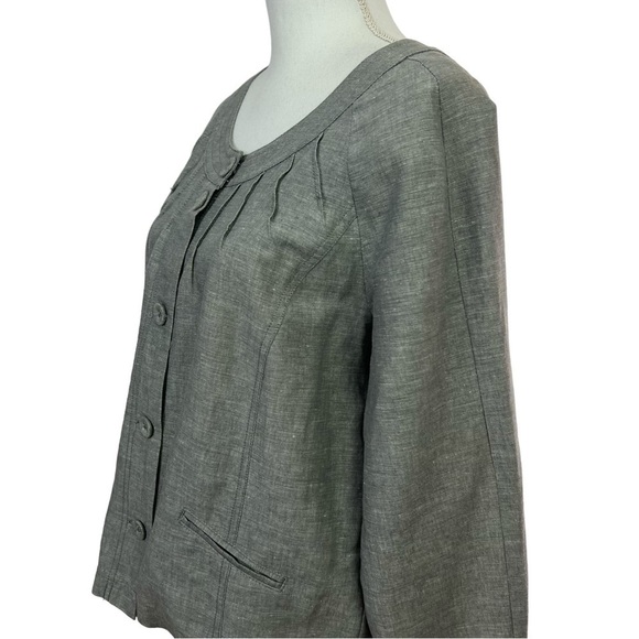 Jessica Women’s Lightweight Linen/Cotton Blazer/Jacket Sz 10 Gray Fabric Buttons - Picture 4 of 10
